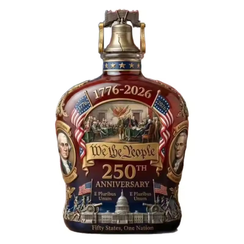 1776-2026 We The People 250th Anniversary Decanter - Hand-Painted American Historical Commemorative Liquor Bottle
