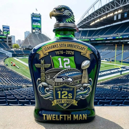 Limited Edition 50th Anniversary Seattle Football Commemorative Decanter (1976-2026)